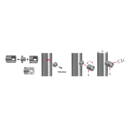 Support lisse débouchant pour surface plane en inox 316 brossé