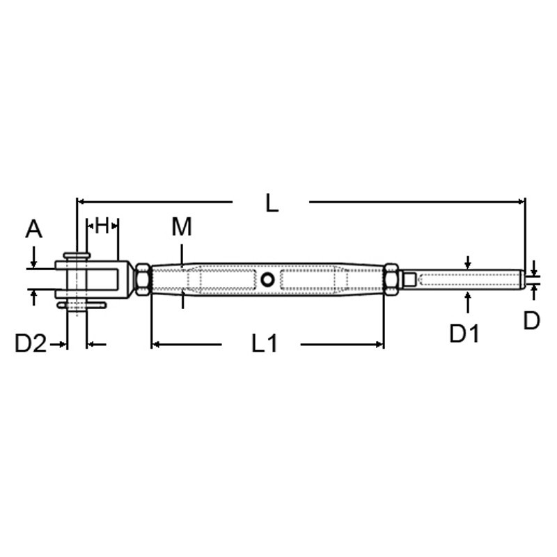 Ridoir chape à sertir en inox 316 pour câble de diamètre 2.5 à 12 mm